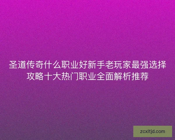 圣道传奇什么职业好新手老玩家最强选择攻略十大热门职业全面解析推荐